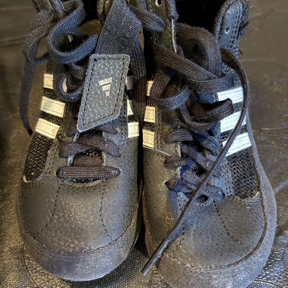Adidas Toddler Black and White Wrestling Sneakers